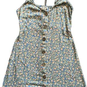 Billabong Blue Floral Mini Dress with Pink and Green Accents